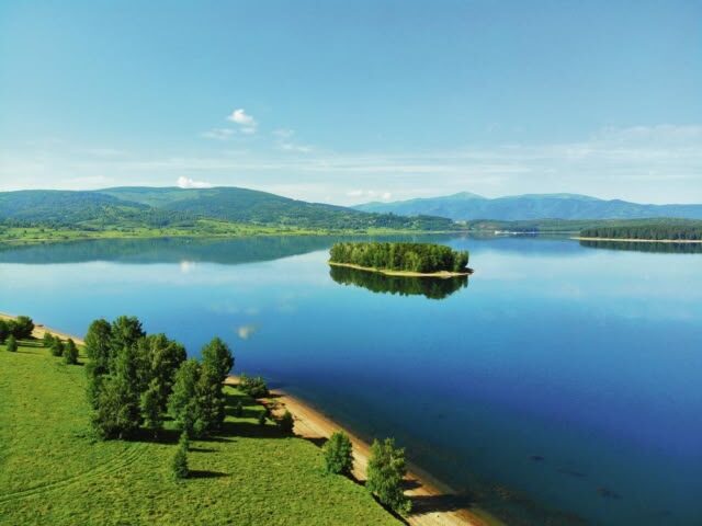 Lake and forested hills, Serbia